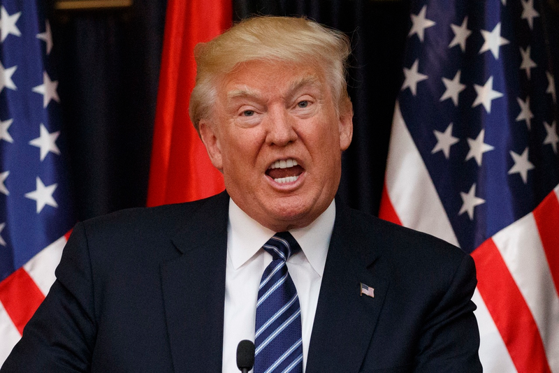 President Donald Trump delivers a statement on the terrorist attack in Manchester during a meeting with Palestinian President Mahmoud Abbas, Tuesday, May 23, 2017, in the West Bank City of Bethlehem. (AP Photo/Evan Vucci)